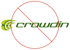Beispiele für die falsche Verwendung des Logos mit dem alten Crowdin-Logo